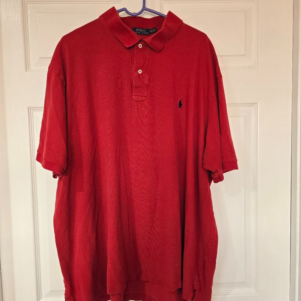 Polo Ralph Lauren Men's 100% Cotton Red 2 Button Short Sleeve Polo‎ Shirt Sz 4XB
